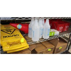 SHELF OF VARIOUS CLEANING SUPPLIES