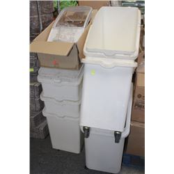 LOT OF 6 DRY GOODS STORAGE BINS