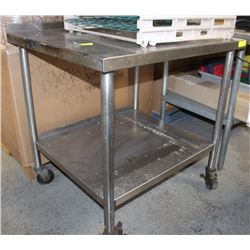 ROLLING STAINLESS STEEL PREP TABLE 34" X 30" X 34"