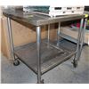 Image 1 : ROLLING STAINLESS STEEL PREP TABLE 34" X 30" X 34"