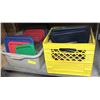 Image 1 : 2 BINS OF ASSORTED PLASTIC LIDS