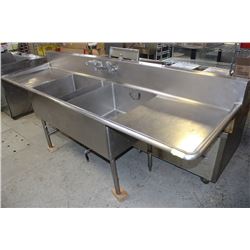 STAINLESS STEEL 2 WELL SINK WITH RINSING BASIN