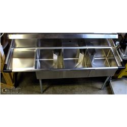 NEW ICB 3 BAY STAINLESS STEEL SINK 75" X 24" X 45"