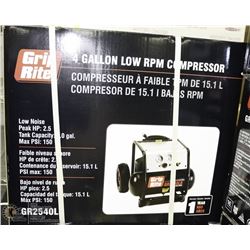 GRIP RITE 4 GALLON AIR COMPRESSOR LOW RPM