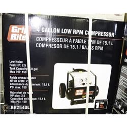 GRIP RITE 4 GALLON AIR COMPRESSOR LOW RPM