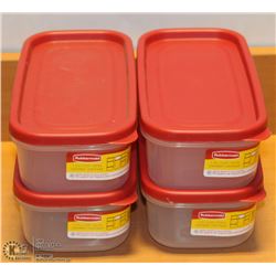 LOT OF 4 RUBBERMAID 5 CUP FOOD STORAGE CONTAINERS