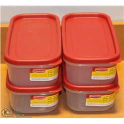LOT OF 4 RUBBERMAID 5 CUP FOOD STORAGE CONTAINERS