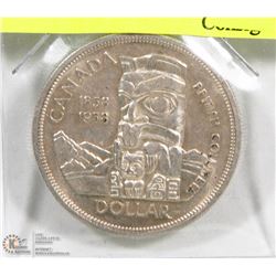 1858-1958 CANADIAN BC SILVER DOLLAR COIN.