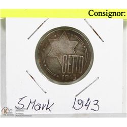 NAZI GETTO 1943 -5 MARK COIN.