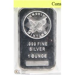 SUNSHINE MINT .999 FINE SILVER 1 OUNCE BAR.