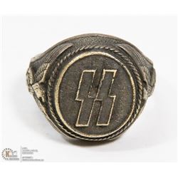 VINTAGE GERMAN SILVER SS RING WITH SWASTIKA EAGLE