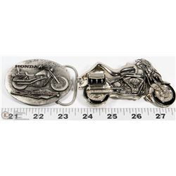 PAIR OF MOTORCYCLE BELT BUCKLES INCL HONDA