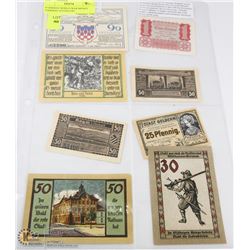 8 GERMAN WORLD WAR MONEY (GERMAN NOTGELDS).