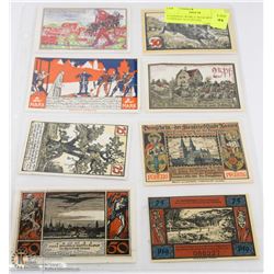 8 GERMAN WORLD WAR MONEY (GERMAN NOTGELDS).