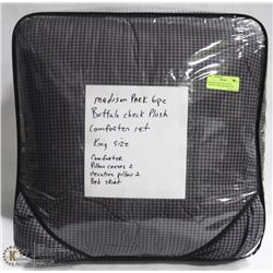 MADISON PARK 6PC BUFFALO CHECK PLUSH COMFORTER SET