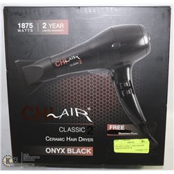 CHI AIR CLASSIC 2, PRO CERAMIC HAIR DRYER,ONYX