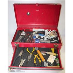 RED STEEL CRAFTERS TOOL BOX FULL OF