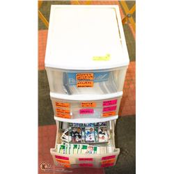 3 SHELF UNIT WITH ESTATE HOCKEY CARD COLLECTION.