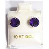 Image 2 : 2) 10K GENUINE AMETHYST EARRINGS