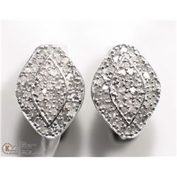 9) STERLING SILVER DIAMOND EARRINGS