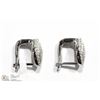 Image 2 : 9) STERLING SILVER DIAMOND EARRINGS
