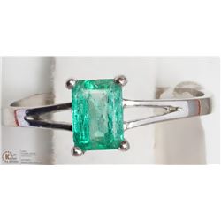 10) 10K WHITE GOLD EMERALD RING