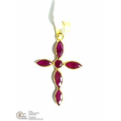 14) 18K YELLOW GOLD NATURAL RUBY PENDANT