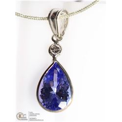 15) 14K W. GOLD TANZANITE & DIAMOND PENDANT W/