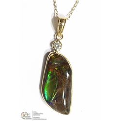 17) 10K YELLOW GOLD AMMOLITE DIAMOND NECKLACE