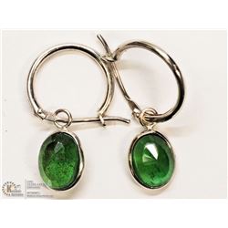 19) 14K WHITE GOLD EMERALD EARRINGS