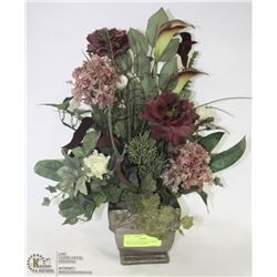 BRONZE CERAMIC SILK FLOWER TABLE ARRANGEMENT