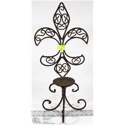 IRON FLEUR DE LISE CANDLE STAND.