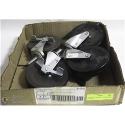 FLAT OF 4 CASTORS - 5 INCH HARD RUBBER,
