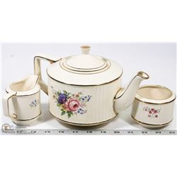 STAFFORDSHIRE TEAPOT/CREAM/SUGAR SERVERS
