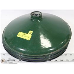 4 VINTAGE PORCELAIN/ENAMEL POOL TABLE GREEN SHADES