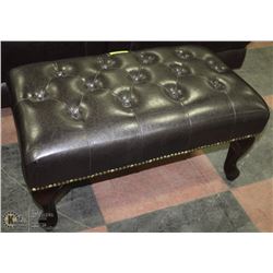 DARK BROWN TUFTED LEATHERETTE BENCH/OTTOMAN