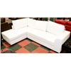 Image 1 : NEW WHITE LEATHERETTE SECTIONAL WITH BUILT IN