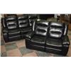 Image 1 : BLACK LEATHERETTE RECLINING 83" SOFA