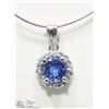 Image 1 : 28) 14K WHITE GOLD TANZANITE & DIAMOND PENDANT W/