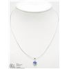 Image 2 : 28) 14K WHITE GOLD TANZANITE & DIAMOND PENDANT W/