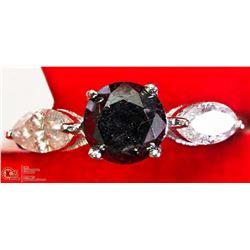 29) 14K WHITE GOLD BLACK DIAMOND RING
