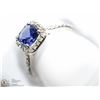 Image 2 : 32) 10K WHITE GOLD TANZANITE AND DIAMOND RING