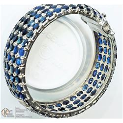 35) STERLING SILVER SAPPHIRE BANGLE BRACELET