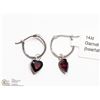 Image 1 : 38) 14K WHITE GOLD BEZEL SET GARNET EARRINGS