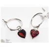 Image 2 : 38) 14K WHITE GOLD BEZEL SET GARNET EARRINGS