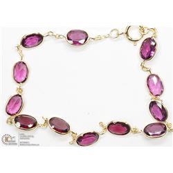 39) 10K & 14K YELLOW GOLD NATURAL GARNET BRACELET