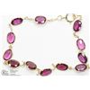 Image 1 : 39) 10K & 14K YELLOW GOLD NATURAL GARNET BRACELET