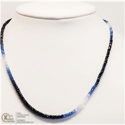 40) 18K WHITE GOLD CLASP NATURAL SAPPHIRE NECKLACE