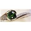 Image 1 : 43) 14K W. GOLD CLAW & PAVE SET GREEN DIAMOND RING