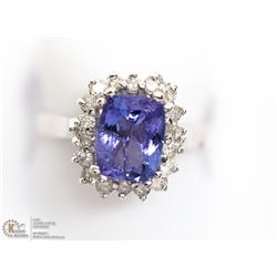 47) 14K WHITE GOLD BLUE SAPPHIRE AND DIAMOND RING